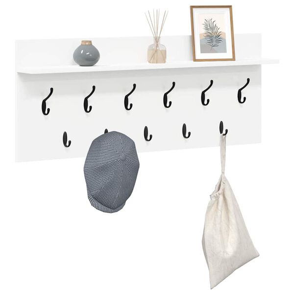 vidaXL Porte-manteau mural Blanc 100 x 40 x 12 cm Bois d'ing&eacute;nierie