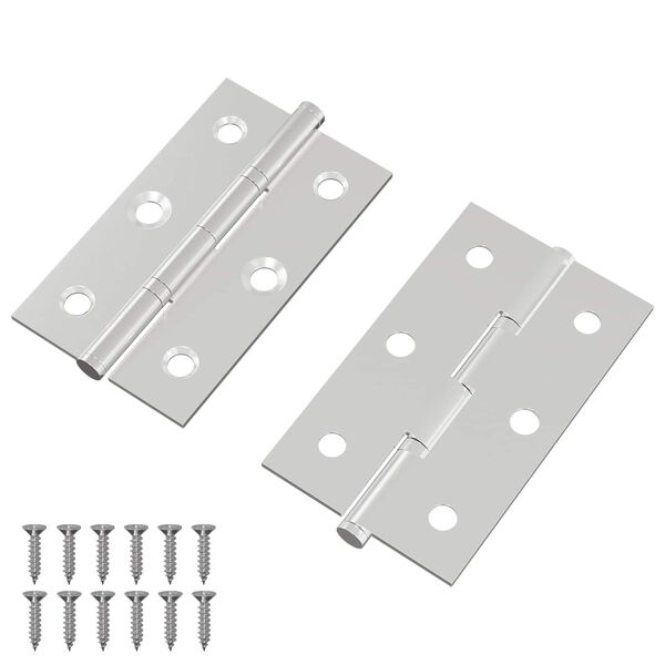 vidaXL Charni&egrave;re Uni 2 pcs Argent&eacute; 58 x 35 x 1 mm Acier