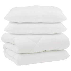 vidaXL Couette avec Oreillers 3 pc Blanc Microfibre et Plumes D'oie