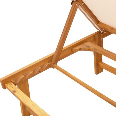 vidaXL Chaises longues lot de 2 crème bois acacia solide et textilène