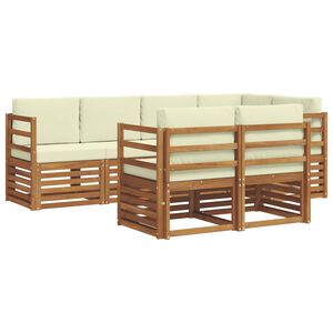 vidaXL Ensemble de canap&eacute;s d'ext&eacute;rieur 7 pc Naturel et Cr&egrave;me Polyester