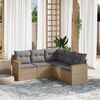 vidaXL Salon de jardin avec coussins 5pcs m&eacute;lange beige r&eacute;sine tress&eacute;e