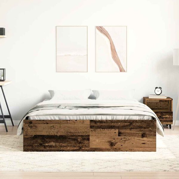 vidaXL Cadre de lit sans matelas vieux bois 120x190 cm bois ing&eacute;nierie