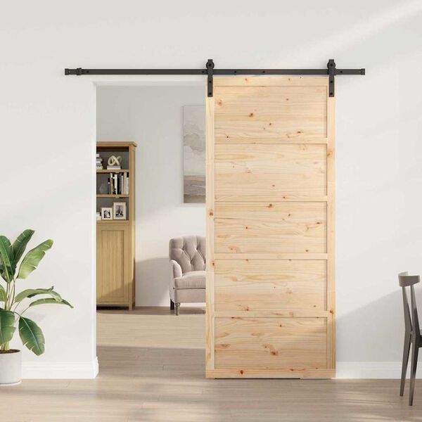 vidaXL Porte coulissante Marron 80 x 208 cm Bois de pin massif