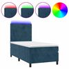 vidaXL Sommier &agrave; lattes de lit avec matelas et LED Bleu fonc&eacute; 90x190cm