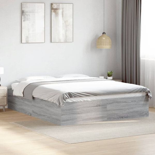 vidaXL Cadre de lit sans matelas sonoma gris 150x200 cm