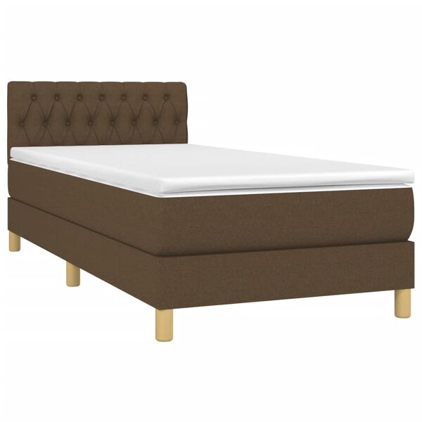 vidaXL Sommier &agrave; lattes de lit avec matelas Marron fonc&eacute; 90x200 cm