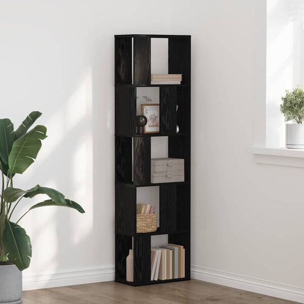 vidaXL &Eacute;tag&egrave;re Ch&ecirc;ne noir 45 x 23.5 x 162.5 cm Bois d'ing&eacute;nierie