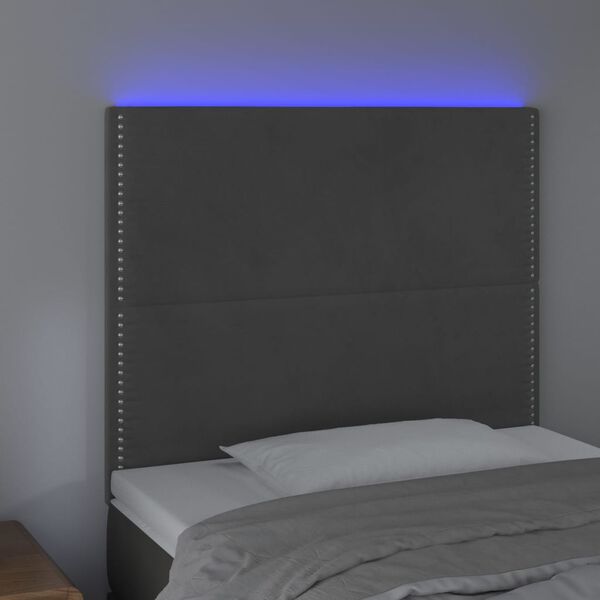 vidaXL T&ecirc;te de lit &agrave; LED Gris fonc&eacute; 100x5x118/128 cm Velours