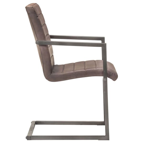 vidaXL Chaises à manger cantilever lot de 6 marron cuir véritable