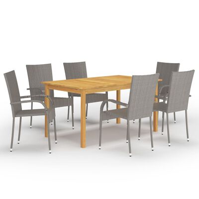 vidaXL Ensemble de salle à manger de jardin 7 pcs Gris