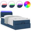 vidaXL Lit ottoman avec matelas et LED Bleu 100x200 cm Tissu