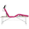 vidaXL Table de massage pliable 4 zones Aluminium Blanc et rose