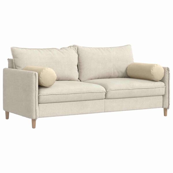 vidaXL Coussins d'accent 2 pcs Crème Ø 25 x 70 cm tissu