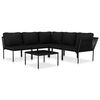 vidaXL Salon de jardin 6 pcs avec coussins Noir PVC