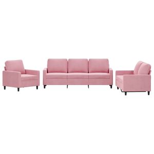 vidaXL Ensemble de canap&eacute;s 3 pcs avec coussins Rose Velours