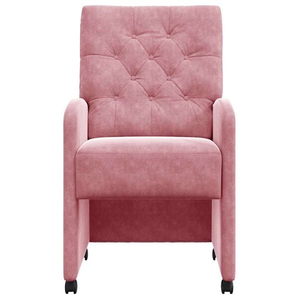 vidaXL Chaises de Salle &agrave; Manger avec Roues 2 pcs Rose 58 x 67 x 97 cm
