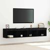 vidaXL Ensemble meuble TV avec LED 2 pcs Ch&ecirc;ne noir 80 x 30 x 30 cm
