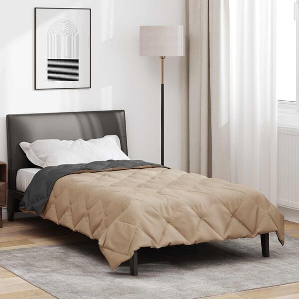 vidaXL Duvet d'&eacute;t&eacute; simple Anthracite et Taupe 200 x 140 cm Microfibre