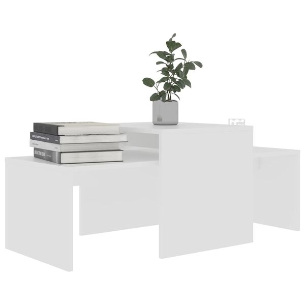 vidaXL Ensemble de tables basses Blanc 100x48x40 cm bois d&rsquo;ing&eacute;nierie