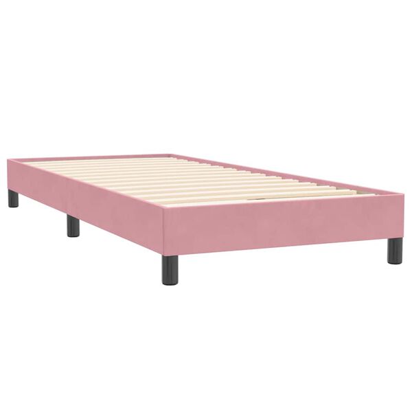 vidaXL Sommier &agrave; lattes de lit avec matelas rose 90x220 cm velours