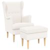 vidaXL Fauteuil avec pouf 2 pc Cr&egrave;me Boucl&eacute;