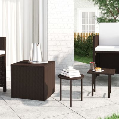 vidaXL Tables d'appoint 3 pcs marron résine tressée