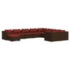 vidaXL Salon de jardin 10 pcs avec coussins R&eacute;sine tress&eacute;e Marron