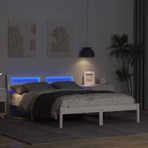 vidaXL Cadre de lit avec t&ecirc;te de lit Blanc 120 x 190 cm Pin massif