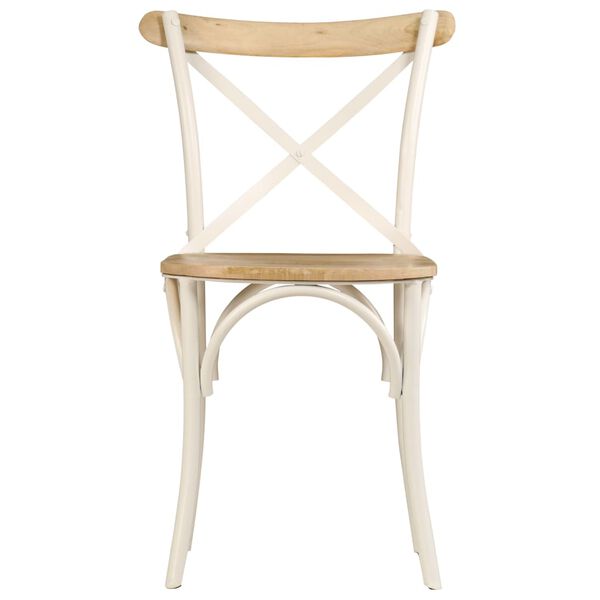 vidaXL Chaises à dossier croisé lot de 6 blanc bois de manguier massif