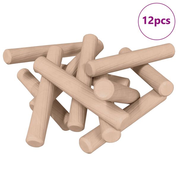 vidaXL Chevilles en bois 12 pcs Marron &Oslash;6 x 40 mm Bois massif