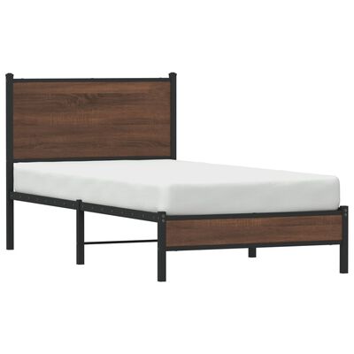 vidaXL Cadre de lit en métal avec tête de lit chêne marron 75x190 cm