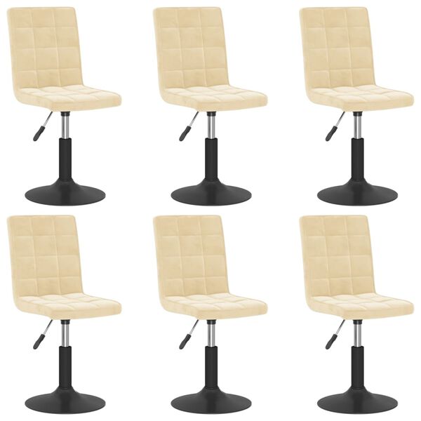 vidaXL Chaises pivotantes &agrave; manger lot de 6 cr&egrave;me velours