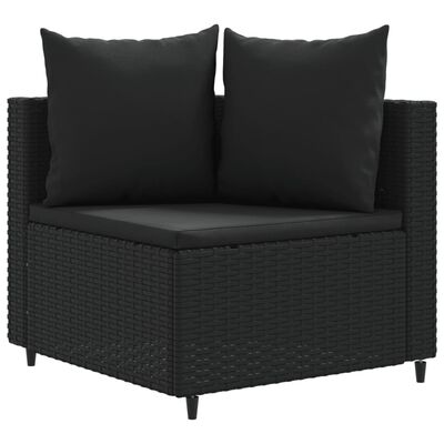 vidaXL Salon de jardin 6 pcs avec coussins noir résine tressée