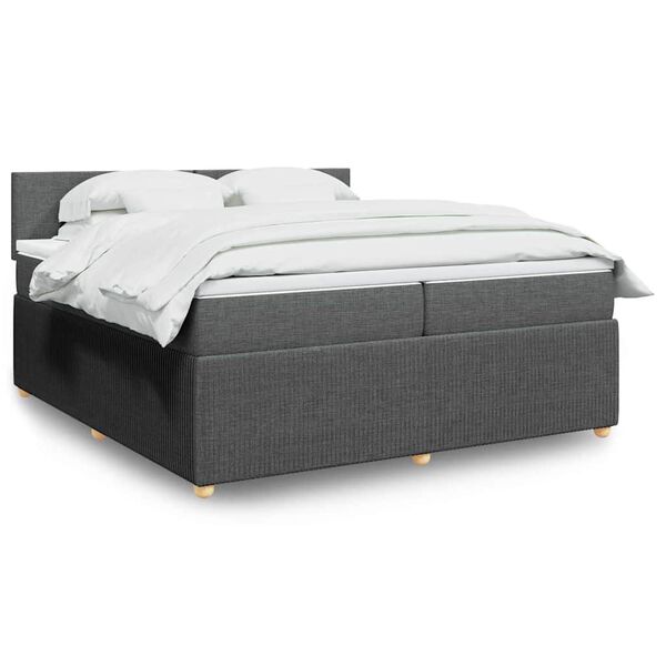 vidaXL Sommier &agrave; lattes de lit avec matelas Gris fonc&eacute; 200x200cm Tissu