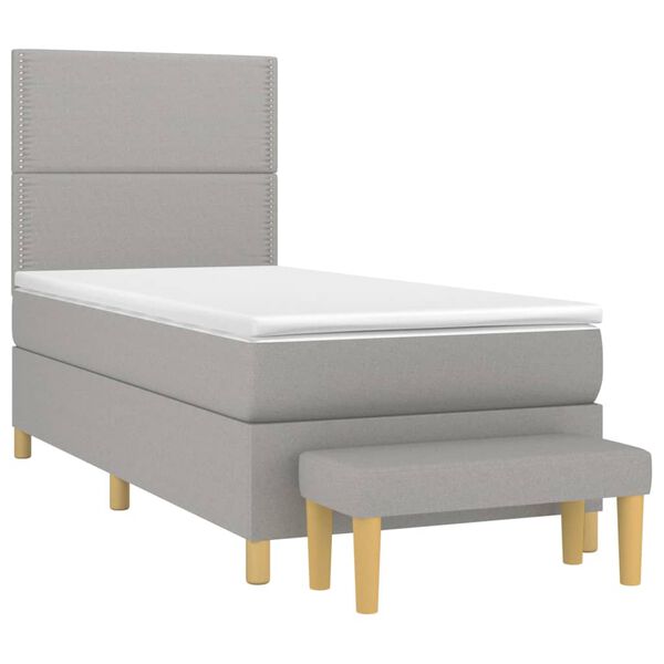 vidaXL Sommier &agrave; lattes de lit avec matelas Gris clair 100x200cm Tissu