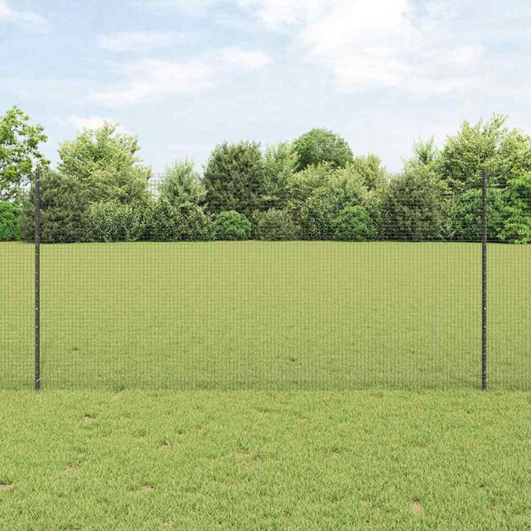 vidaXL Cl&ocirc;ture avec poteau Gris 1,2 x 25 m Acier et PVC