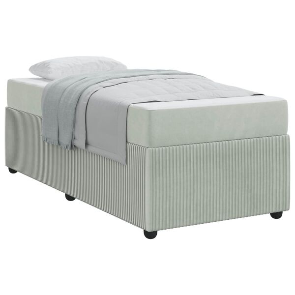 vidaXL Cadre de lit avec matelas Gris clair 90 x 190 cm tissu