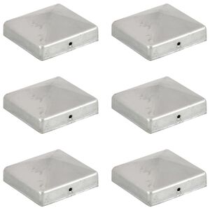 vidaXL Bouchons de poteau de cl&ocirc;ture 6 pcs M&eacute;tal galvanis&eacute; 81x81 mm