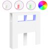 vidaXL T&ecirc;te de lit &agrave; LED blanc 100x18,5x103,5 cm bois d'ing&eacute;nierie