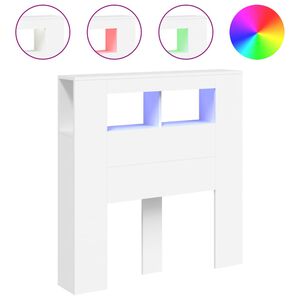 vidaXL T&ecirc;te de lit &agrave; LED blanc 100x18,5x103,5 cm bois d'ing&eacute;nierie