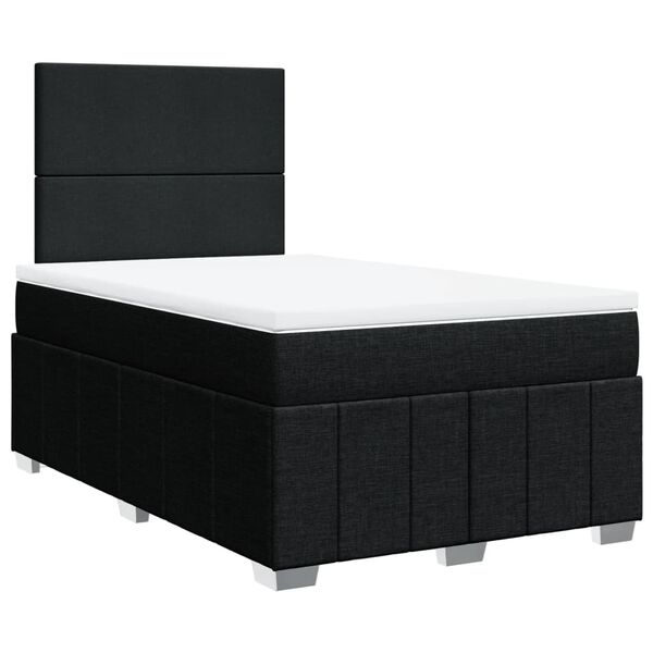 vidaXL Sommier &agrave; lattes de lit avec matelas noir 120x190 cm tissu