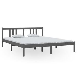 vidaXL Cadre de lit sans matelas gris bois massif 160x200 cm