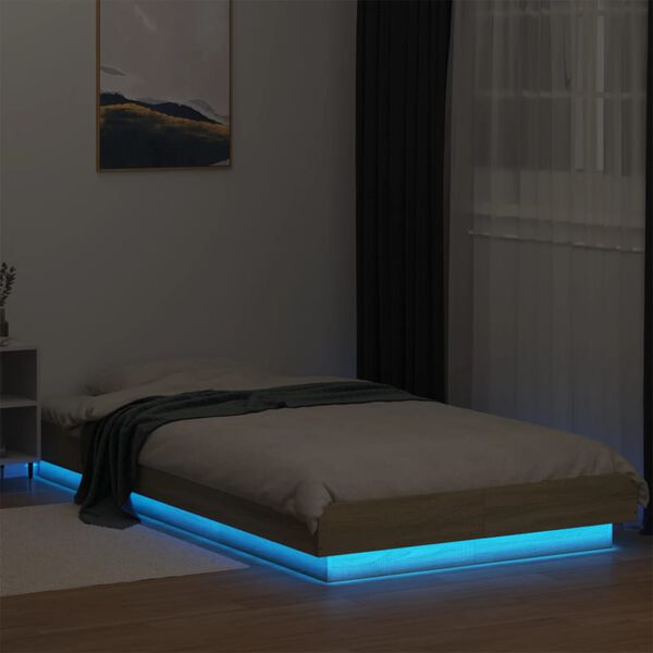 vidaXL Cadre de lit avec lumi&egrave;res LED sans matelas 90x190 cm