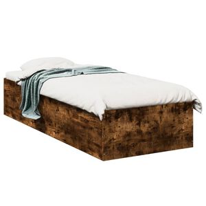 vidaXL Cadre de lit sans matelas ch&ecirc;ne fum&eacute; 75x190cm bois d'ing&eacute;nierie