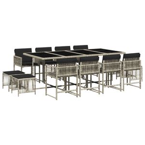 vidaXL Ensemble &agrave; manger de jardin et coussins 13 pcs gris clair rotin