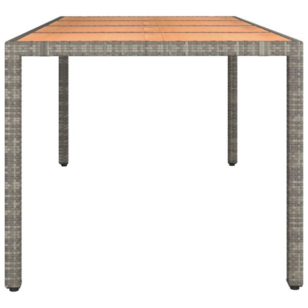 vidaXL Table de jardin et dessus en bois Gris R&eacute;sine tress&eacute;e et acacia