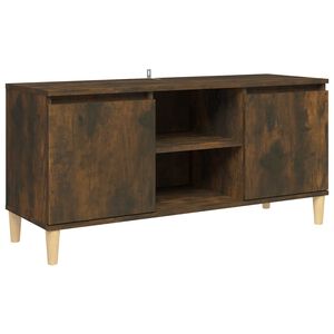 vidaXL Meuble TV avec pieds en bois solide Ch&ecirc;ne fum&eacute; 103,5x35x50 cm