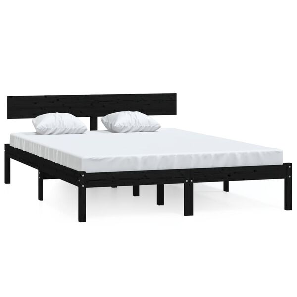 vidaXL Cadre de lit sans matelas noir bois massif