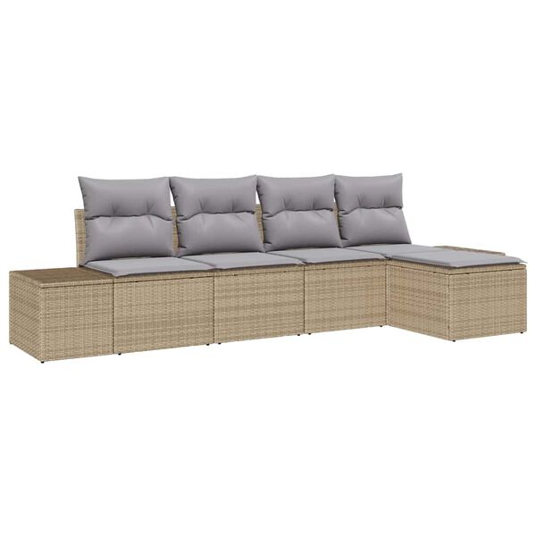 vidaXL Ensemble de canapé de jardin 5 pcs Beige et Gris clair